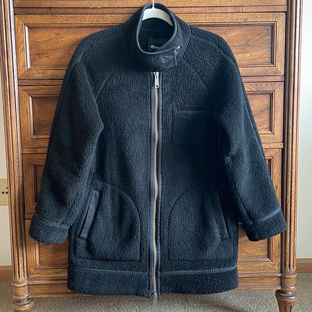 Madewell Black Sherpa City Grid Coat/Jacket